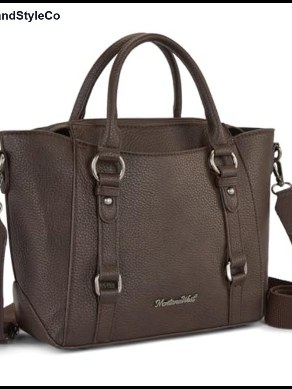 Vegan Leather Small Tote Top Handle Crossbody Purse Multi Pocket